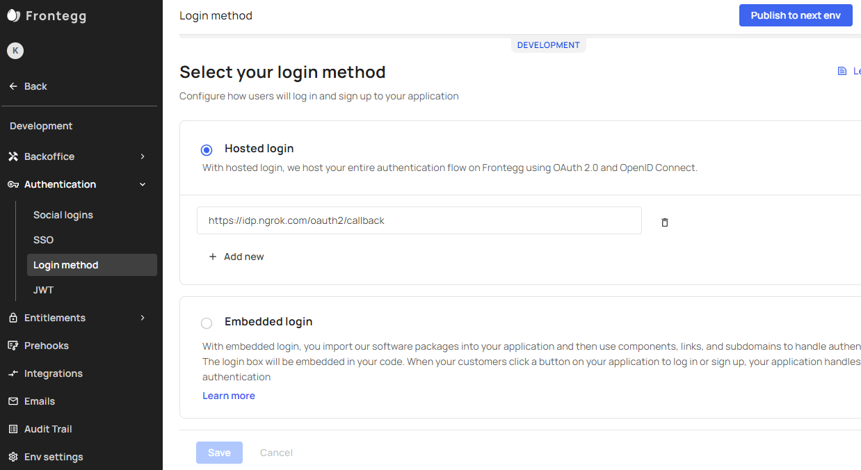 Frontegg configuration